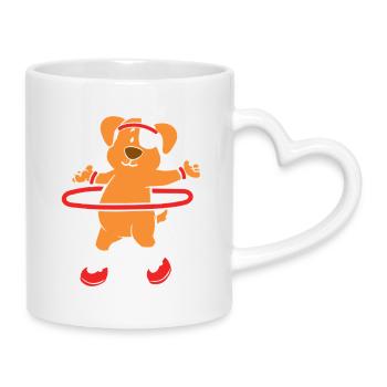 Hula Hup Huller Hullern Huller Hoop Hund - Tasse mit Herzhenkel - Weiß - Rechts