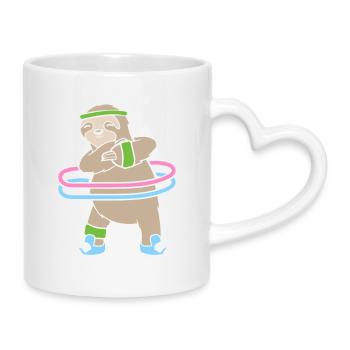 Hula Hup Hullern Huller Hoop Faultier - Tasse mit Herzhenkel - Weiß - Rechts