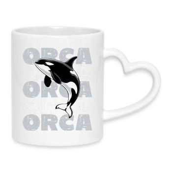 Orques Orques Océan Vie marine Orque - Mug avec anse en forme de cœur - blanc - Droite
