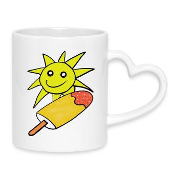 Sommer Sonne Eis Eiskrem Sommerzeit - Mug with Heart-Shaped Handle - white - Right