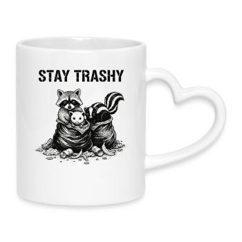 Garbage Animal Humor Raccoon Opossum - Mug with Heart-Shaped Handle - white - Right