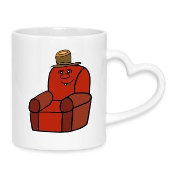 Lustig Witzig spaßiger Sessel freundlich  - Tasse mit Herzhenkel - Weiß - Rechts