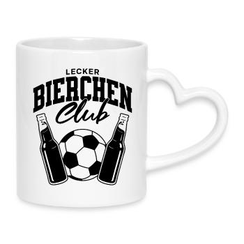 Lecker Bierchen Club Fußball - Tasse mit Herzhenkel - Weiß - Rechts