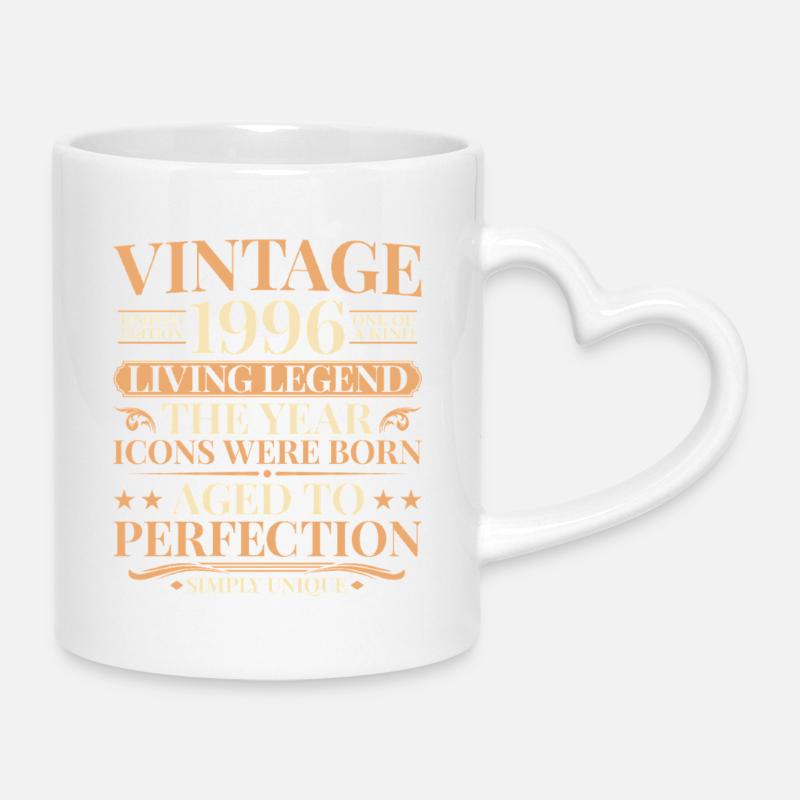 Légende vivante 1996 – 30e anniversaire Rétro - Mug avec anse en forme de cœur - blanc