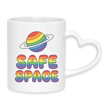 LBGTQIA+ Safe Space Pride Month Sticker - Safe Spa - Mug with Heart-Shaped Handle - white - Right