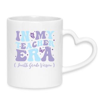 In My Teacher Era Fourth Grade - Mug with Heart-Shaped Handle - white - Right