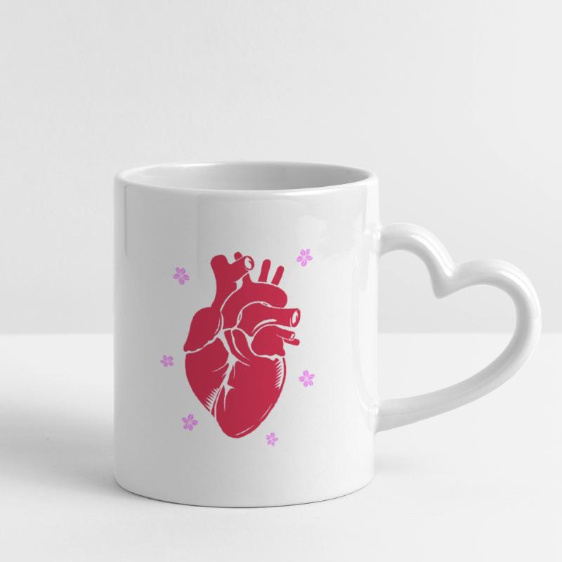 Cardiogramme, cardiographie, échographie, échographie Mug avec anse en forme de cœur