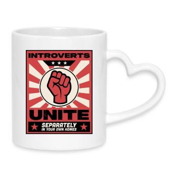 Introverts unite - Mug with Heart-Shaped Handle - white - Right