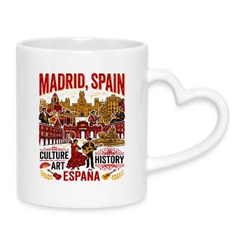 Madrid Spain Landmarks Flamenco Dancer Guitar - Tasse mit Herzhenkel - Weiß - Rechts