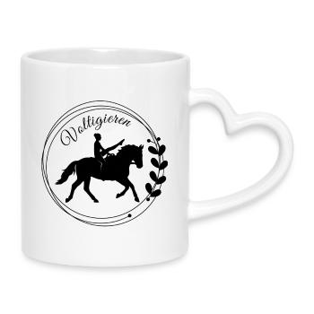 Voltigieren Mühle: Volti Pferdesport Pflichtübung - Tasse mit Herzhenkel - Weiß - Rechts
