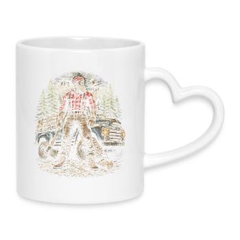 Holzfäller Baumfäller Waldarbeiter - Tasse mit Herzhenkel - Weiß - Rechts
