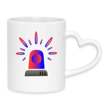 Red-Blue Siren Warning Light - Mug with Heart-Shaped Handle - white - Right