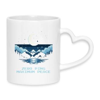 Zéro ping, paix maximale | Pixel Gaming - Mug avec anse en forme de cœur - blanc - Droite