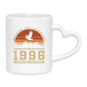 Vintage Retro Birthday Gift 1996 - Mug with Heart-Shaped Handle - white - Right