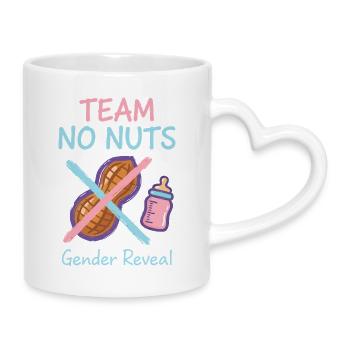 Gender Reveal Team No Nuts Babyparty Mama Papa - Tasse mit Herzhenkel - Weiß - Rechts