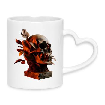Autumn skull with foliage - Mug with Heart-Shaped Handle - white - Right