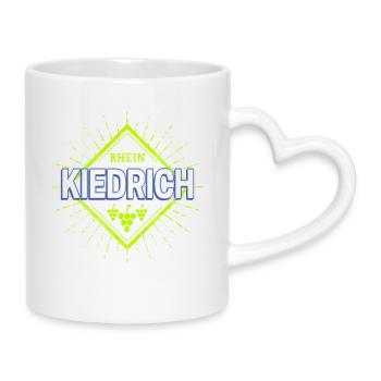 Kiedrich am Rhein Retro Reben Deutschland Souvenir - Tasse mit Herzhenkel - Weiß - Rechts