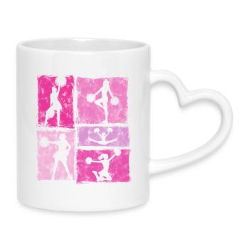 Cheerleader Squad Cheer Sport Vintage Style - Mug with Heart-Shaped Handle - white - Right