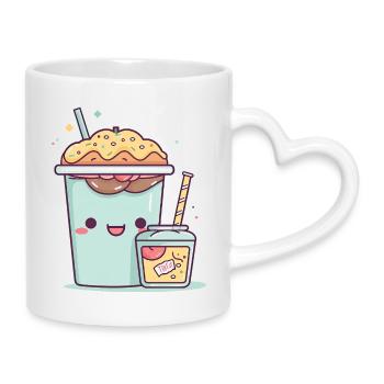 Kawaii drink with sprinkles - Mug with Heart-Shaped Handle - white - Right