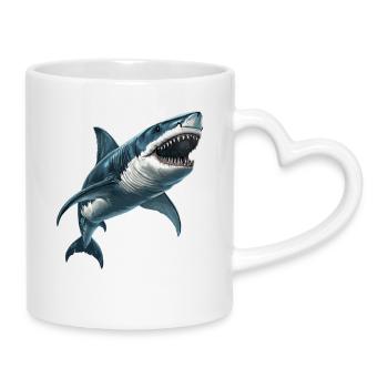 Haie Hai - Tasse mit Herzhenkel - Weiß - Rechts