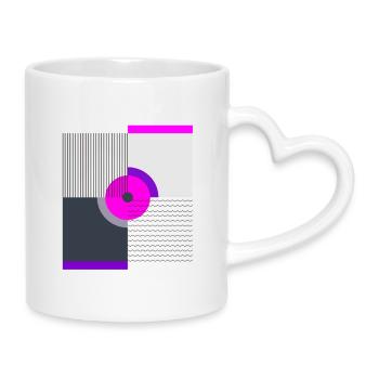 Art animé abstrait - Design graphique moderne - Mug avec anse en forme de cœur - blanc - Droite