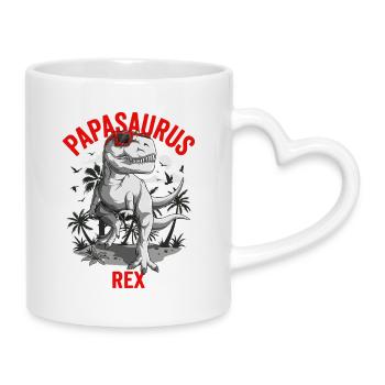 Papasaurus Rex Dinosaure Papa Été - Mug avec anse en forme de cœur - blanc - Droite