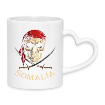 Tête de Squelette Pirate Rouge - Mug avec anse en forme de cœur - blanc - Droite