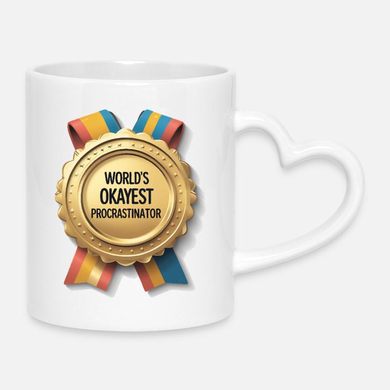 Le meilleur procrastinateur de progrès au monde - Mug avec anse en forme de cœur - blanc