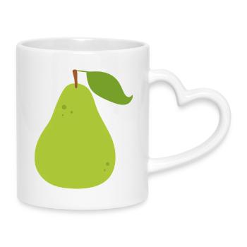 Lebendige grüne Birne Illustration - Tasse mit Herzhenkel - Weiß - Rechts