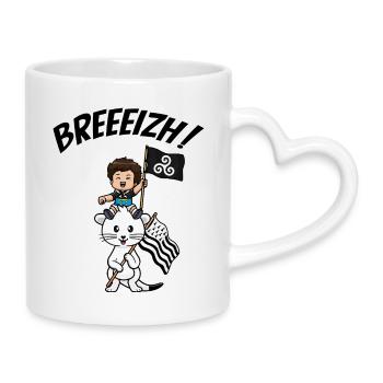 Brittany Breizh Hermine Breton Child Gwenn ha Du - Mug with Heart-Shaped Handle - white - Right
