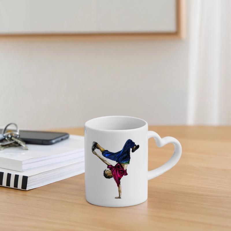 Acrobatic dancer in dynamic style Mug with Heart-Shaped Handle