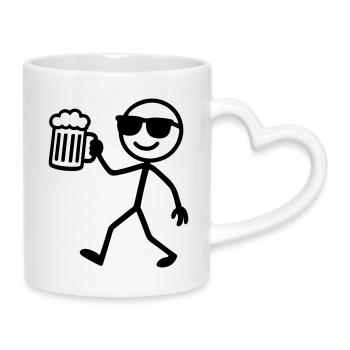 Stick Figure Beer - Mug with Heart-Shaped Handle - white - Right