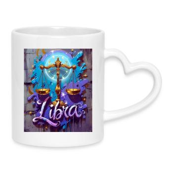 Waage - Tasse mit Herzhenkel - Weiß - Rechts