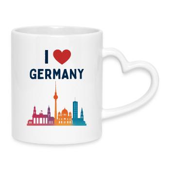 Ich liebe Deutschland Skyline  - Tasse mit Herzhenkel - Weiß - Rechts