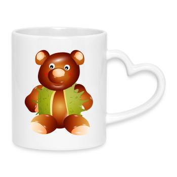 Zauberhafter Kastanien-Teddybär–Kindheit & Basteln - Tasse mit Herzhenkel - Weiß - Rechts