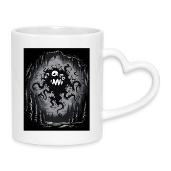 Dark Cave Monster Tentacule Graphique - Mug avec anse en forme de cœur - blanc - Droite