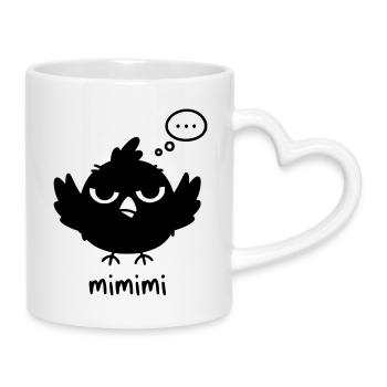 Lustiger Vogel mit Mimimi Humor  - Tasse mit Herzhenkel - Weiß - Rechts
