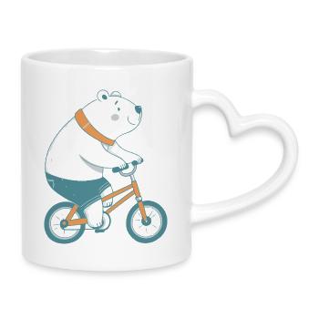 Ours Polaire sur Vélo Orange - Mug avec anse en forme de cœur - blanc - Droite