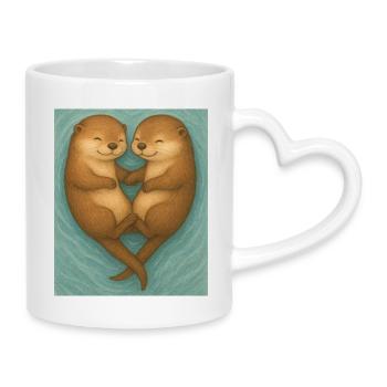 Süße Otter - Tasse mit Herzhenkel - Weiß - Rechts