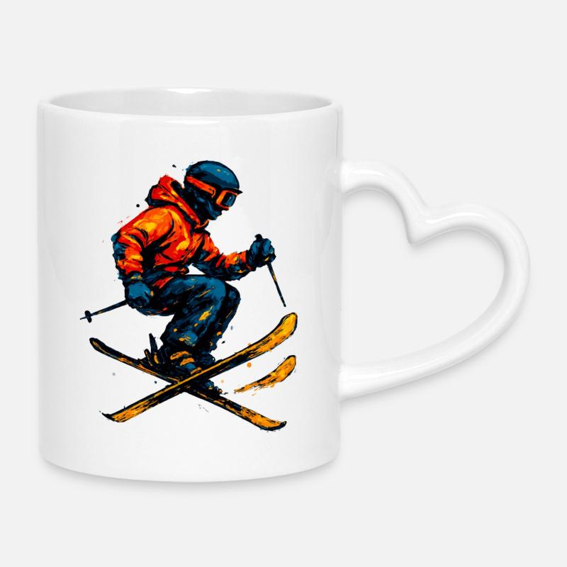 Skiing | Skier | Mountain - Mug with Heart-Shaped Handle - white