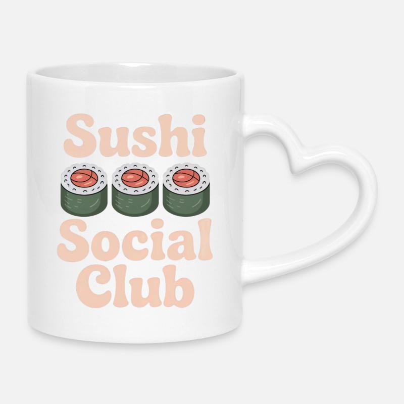 sushi - Mug avec anse en forme de cœur - blanc
