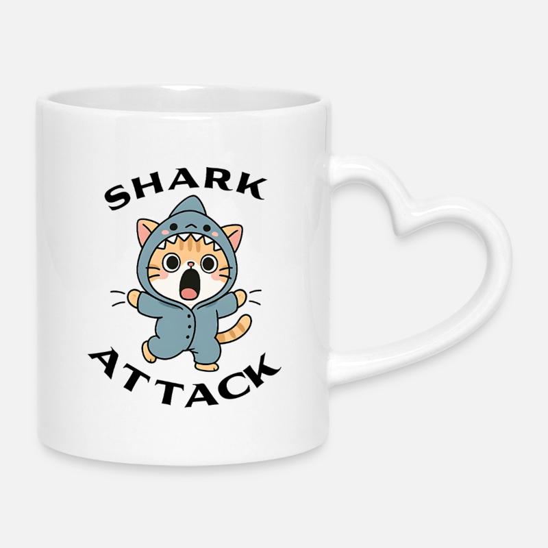 Shark Attack - Mug with Heart-Shaped Handle - white