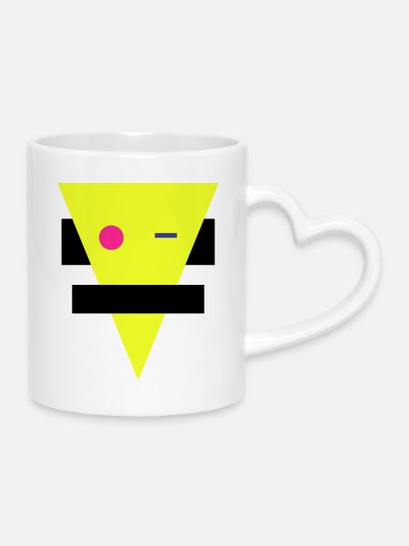 Neon Geometrische Silhouette - Tasse mit Herzhenkel - Weiß