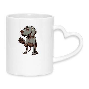 Parle à la patte Weimaraner Weimaraner Chien - Mug avec anse en forme de cœur - blanc - Droite