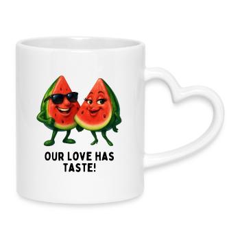 Melon love with taste - Mug with Heart-Shaped Handle - white - Right