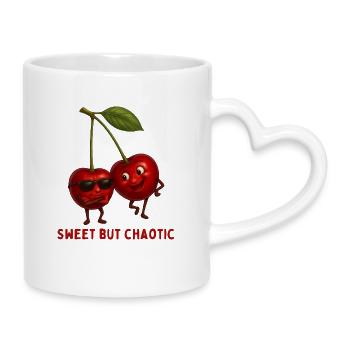Cherry Duo : Doux & Chaotique - Mug avec anse en forme de cœur - blanc - Droite