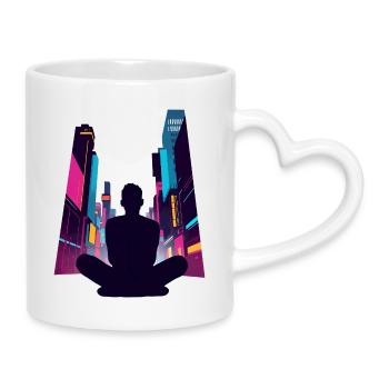 Zen in the Neon City - Mug with Heart-Shaped Handle - white - Right