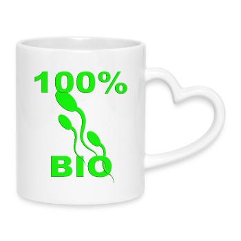 Symbole écologique vert 100 % biologique | Conception organique de la nature - Mug avec anse en forme de cœur - blanc - Droite