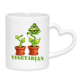 Dessin animé végétarien de plantes carnivores - Mug avec anse en forme de cœur - blanc - Droite