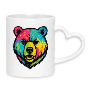 Bear Badly Licked Pop Art - Mug with Heart-Shaped Handle - white - Right